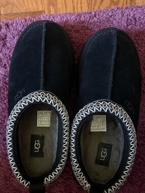 UGG Black Plush-Lined Slip-On Slippers